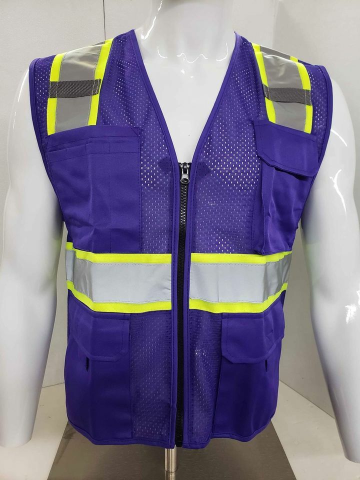 Two Tone High Visibility Reflective Purple Safety Vest (X-Small-2XL)