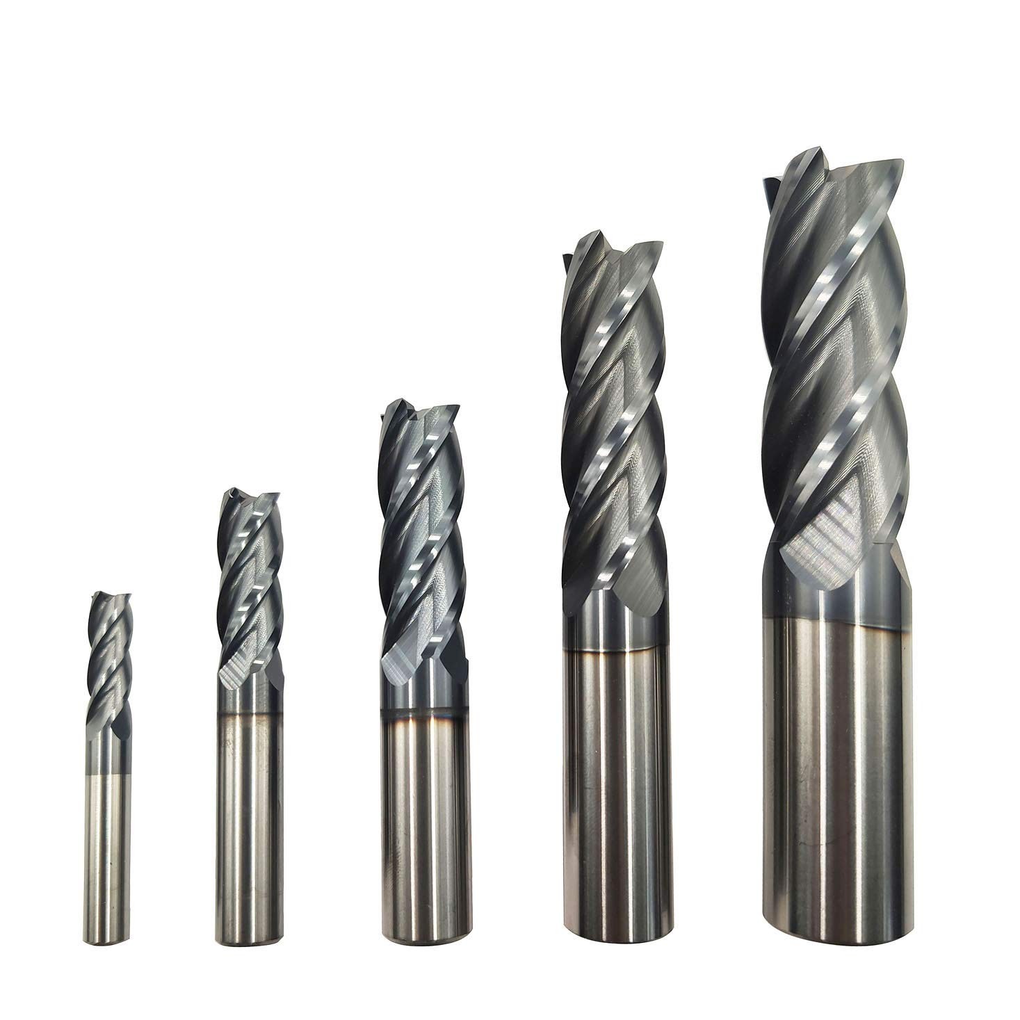 Carbide Square End Mill Set 5pcs Alloy Steel HRC 45 Coated AlTiN CNC Milling