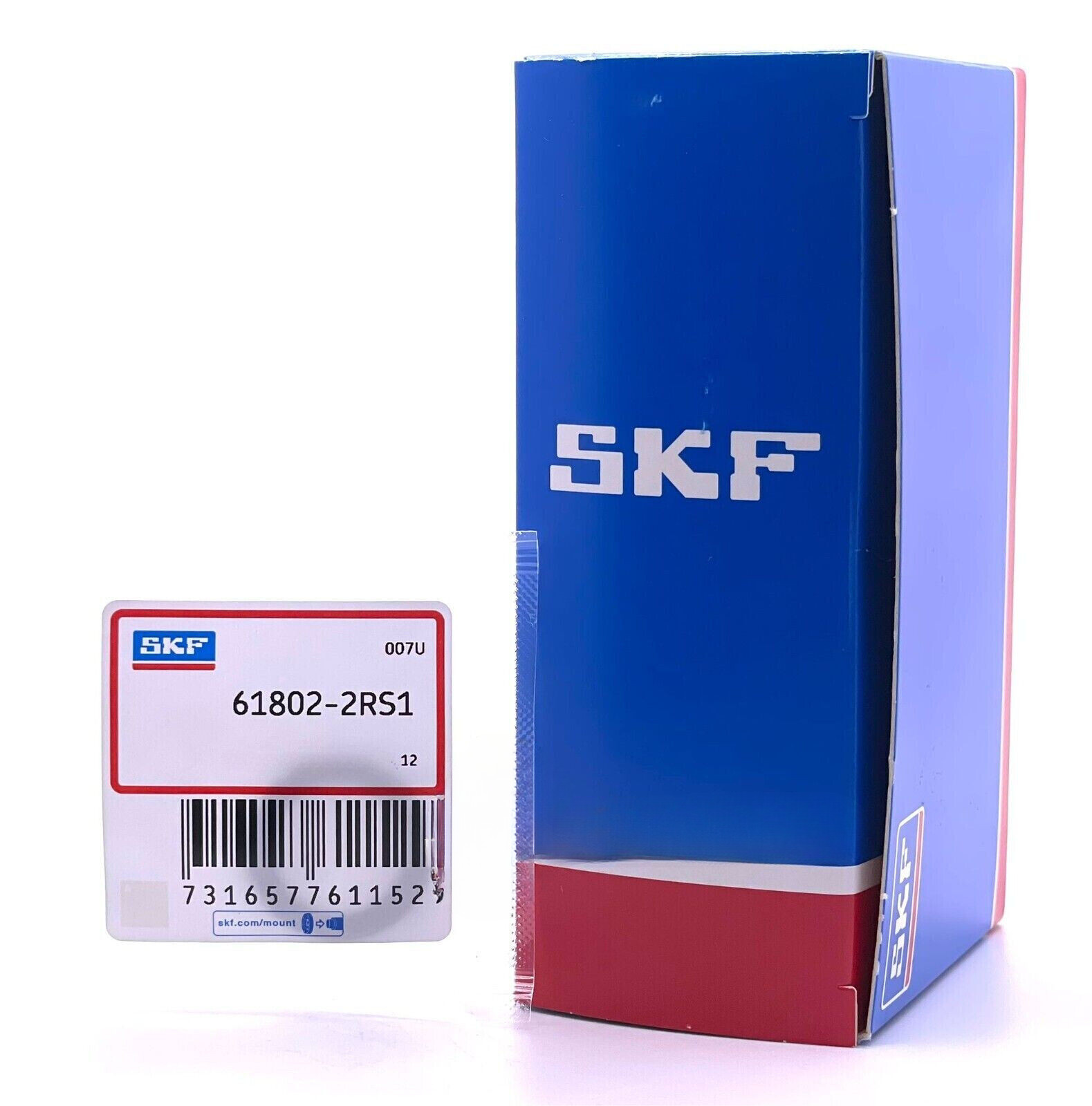 SKF 6802 2RS DEEP GROOVE BALL BEARING, RUBBER SEALED 61802 15x24x5 mm