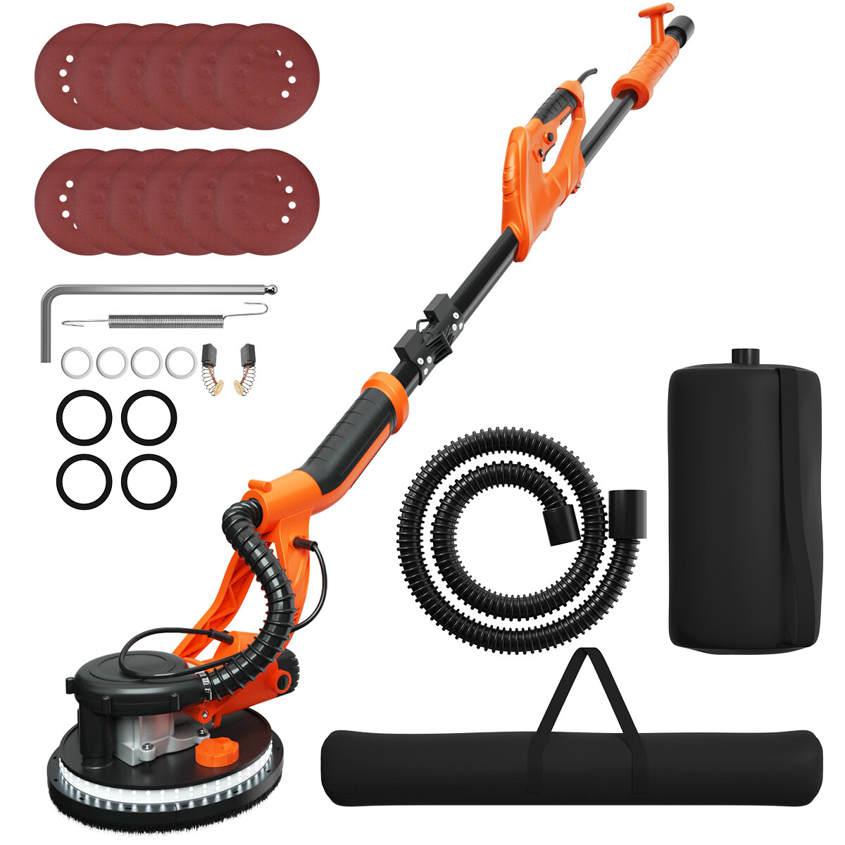 Electric Foldable Drywall Sander 6 Variable Speeds 750W with Vacuum & LED Lights