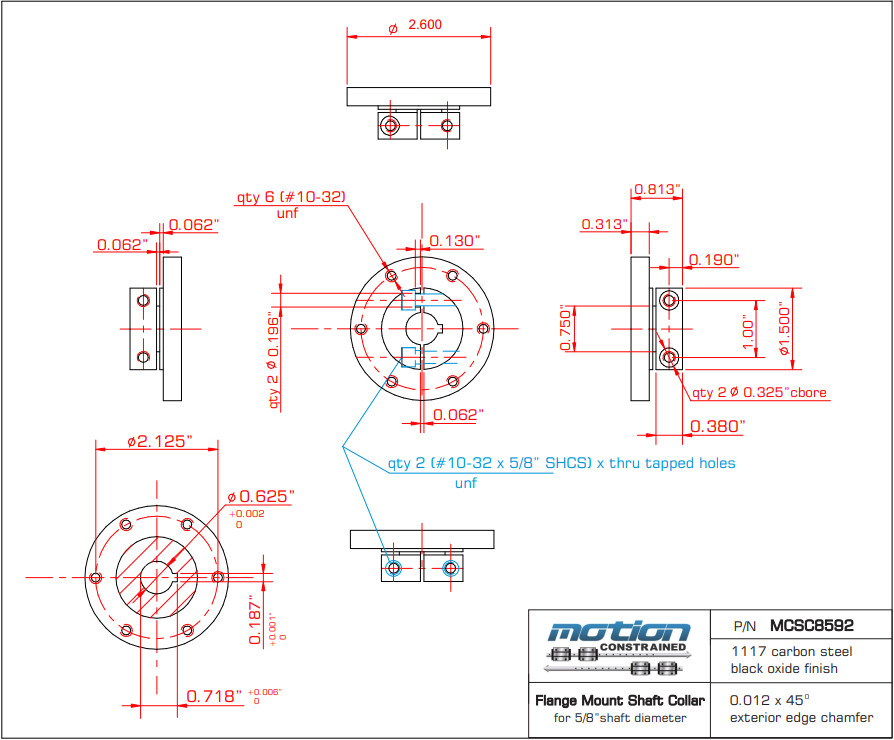 Motion Constrained MCSC Flange / Hub Mount Shaft Collar Couplings