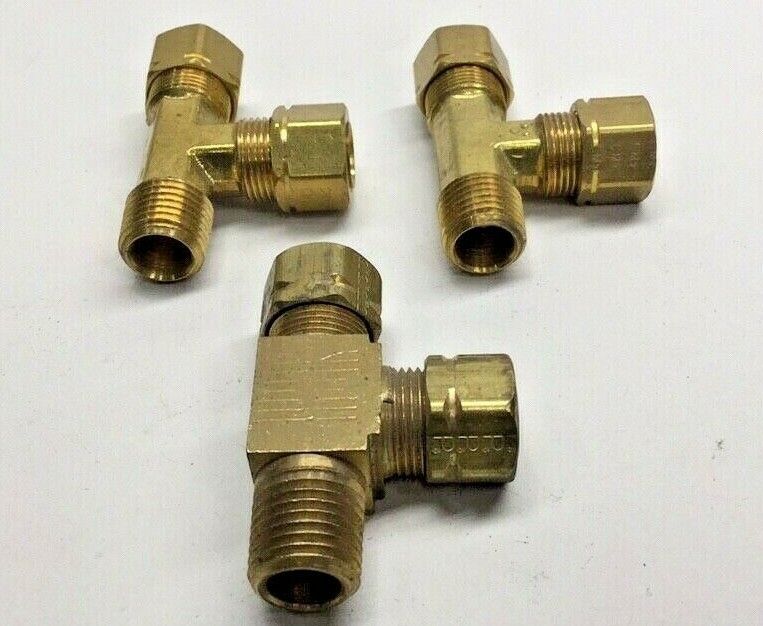 Fitting 71CM06X04 Brass Running Tee 3/8″ Tubes x 1/4″ Pipe (Pack of 3) 711X6X4