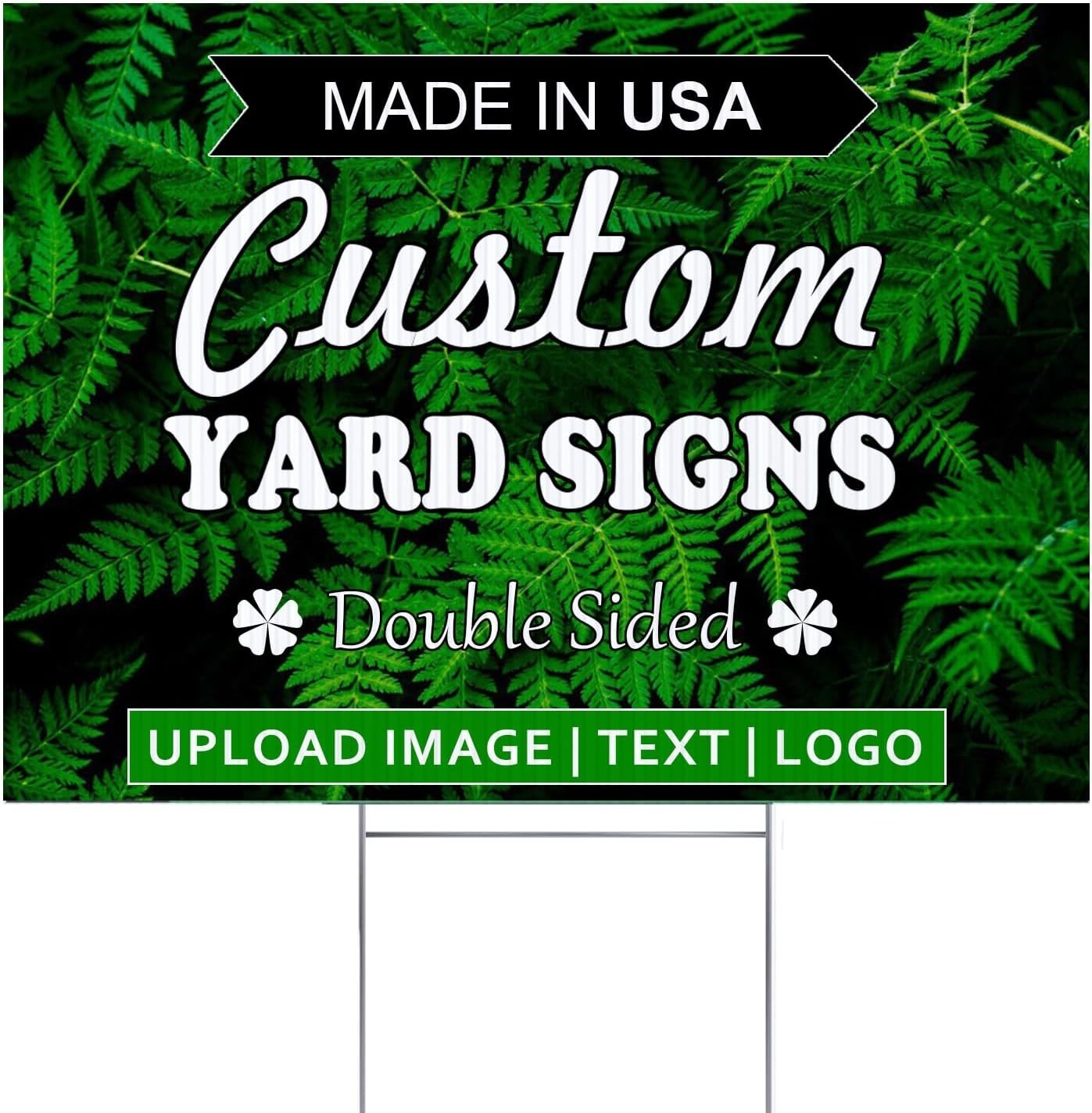 Custom yard signs 12×9 18×12 24×18 36×24 double-sided Rust-proof H-stake incl…