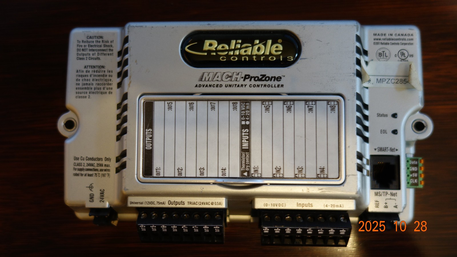Reliable Controls MACH-ProZone MPZ44 BACnet Unitary Controller xx8344 MPZ44T0093