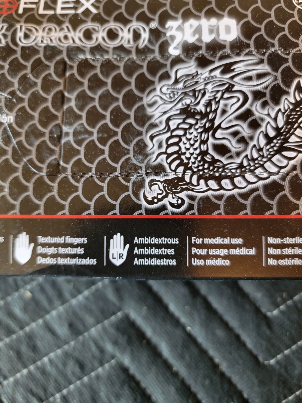 Microflex Black Dragon Zero PF Nitrile Exam Gloves XLarge, BD1005-NPF-XL.