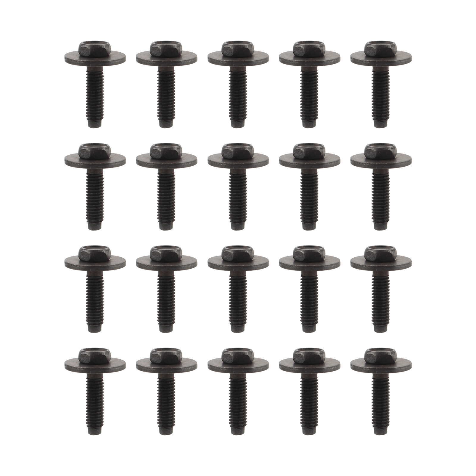 M6-1.0 x 20mm Flanged Hex Head Bolts Flange Screws Black Oxide Finish – 20Pcs