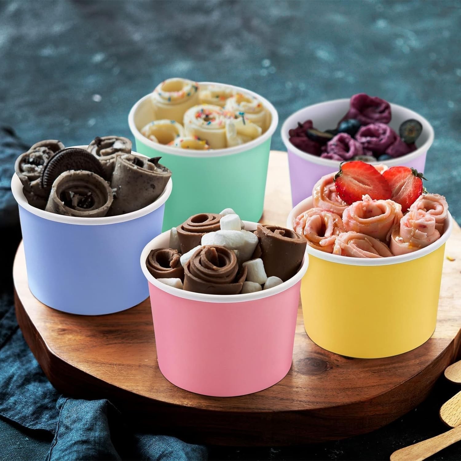 50 Pack Ice Cream Containers with Lids 8 Ounces Disposable Soup Bowls with Li…