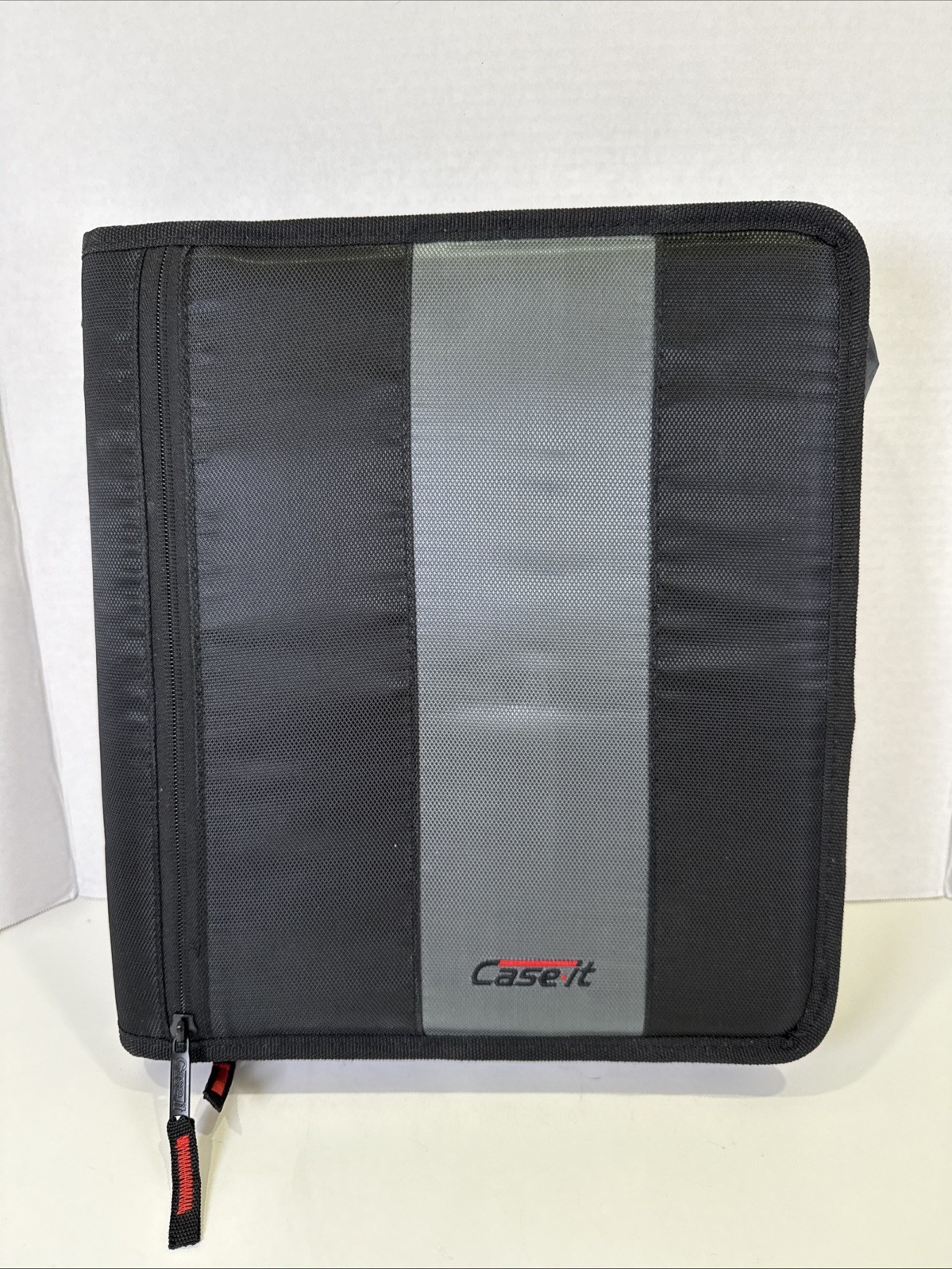Case It Case-it Classic 2 3-Ring Zipper Binder Jet Black Grey D-251 NEW OPEN BOX