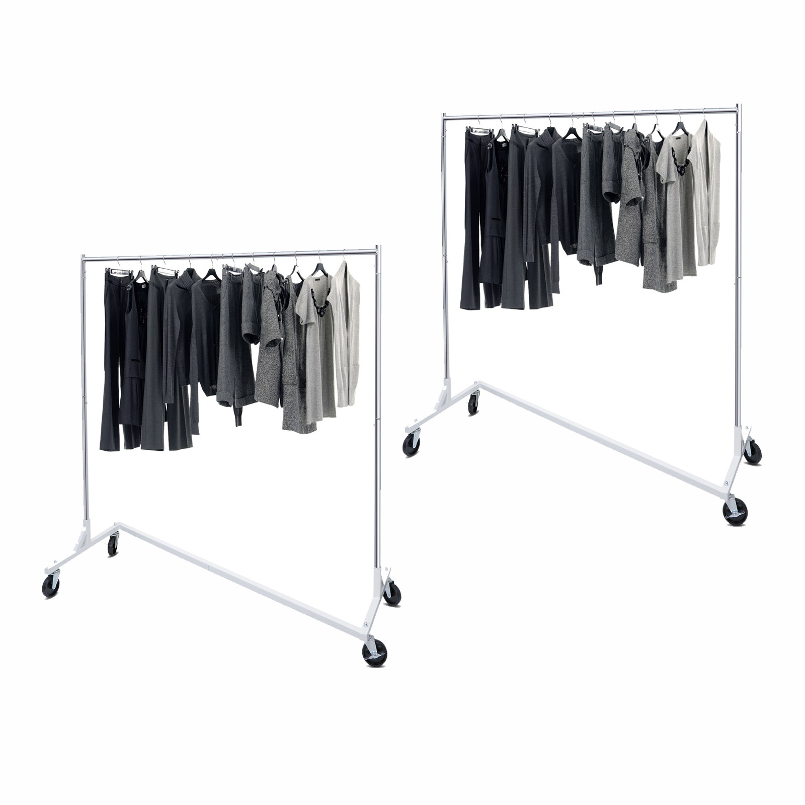 2PCS Rolling Garment Rack Clothes Rack Collapsible Z-Base Storage Clothing Rack