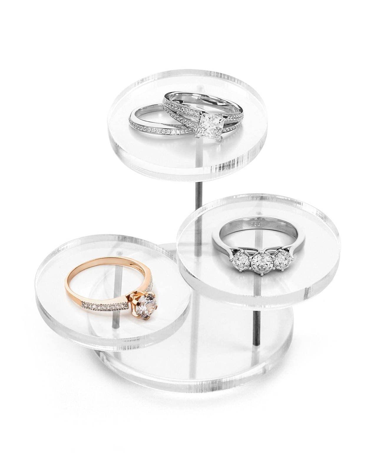 QWORK Round Acrylic Products Display Riser Stands, 3 3 Tier, 2 Pack, Clear