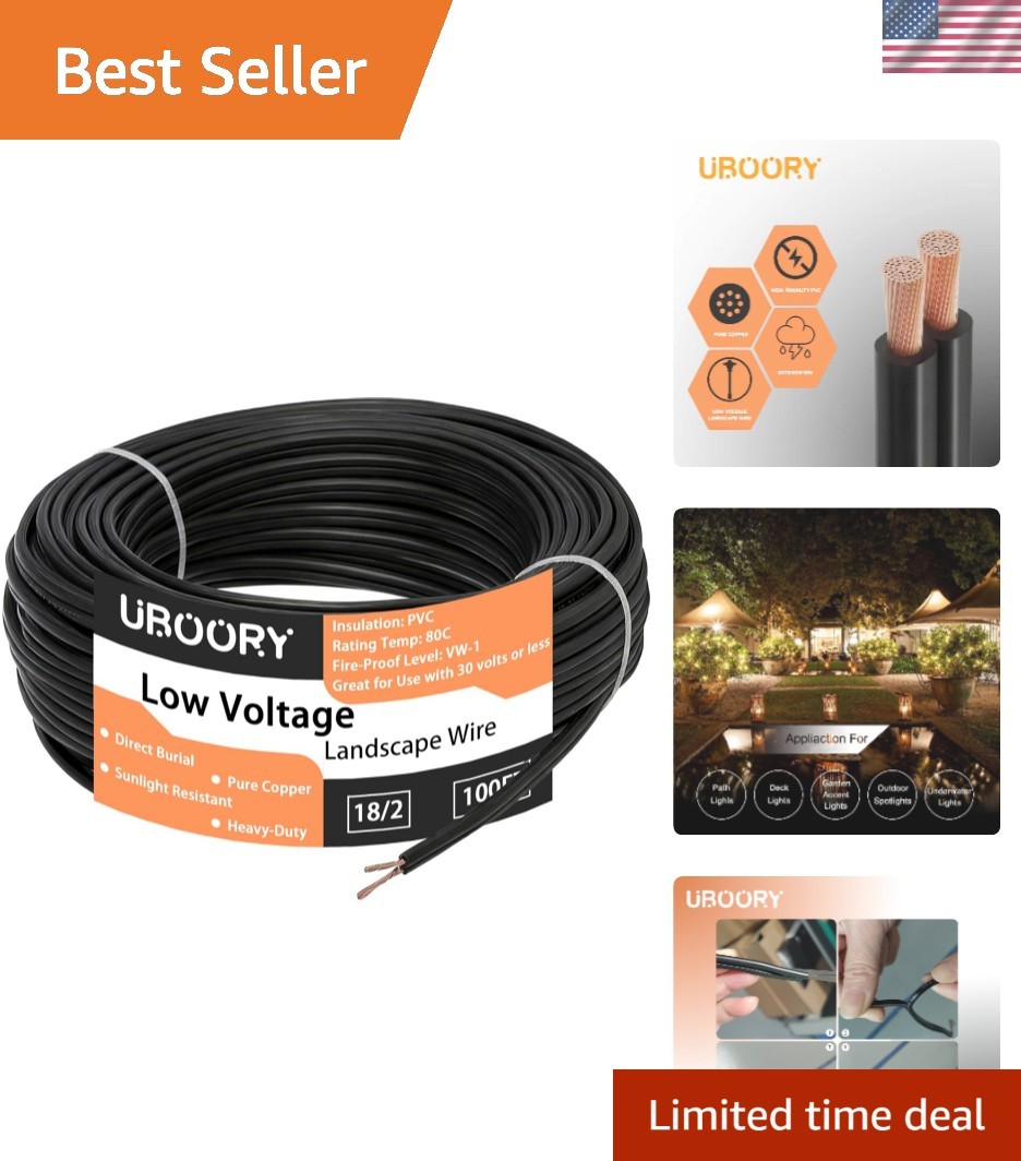 Durable 18/2 Low Voltage Electrical Wire – 100ft of Copper for Outdoors
