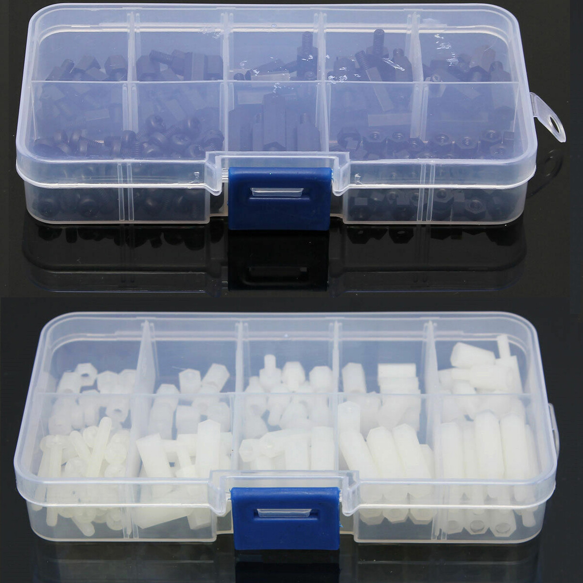 Nylon White or Black Male-Female Hex Spacers Screw Nut Assortment Kit Stand-off