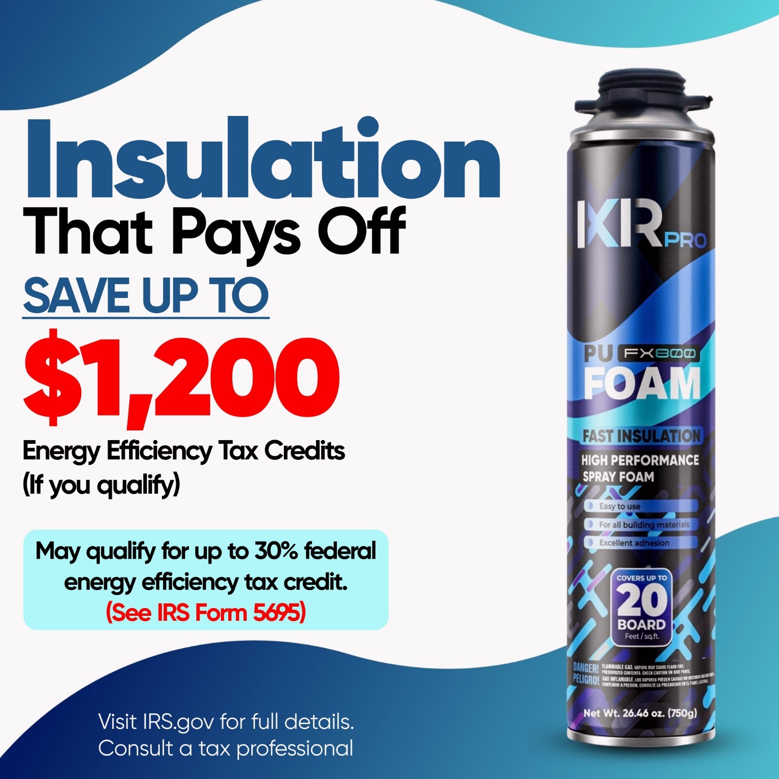 Spray Foam Insulation Can (24 x 23.1 oz. / 655 g) Expanding Foam Sealant