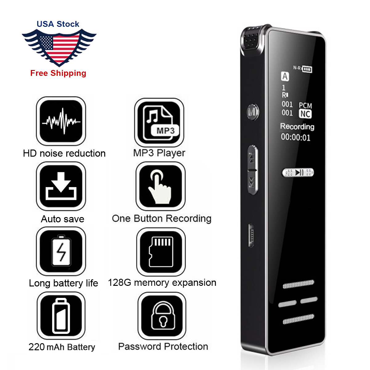 Mini Hidden Spy Digital Audio Voice Activated Recorder MP3 Playback Small Smart。