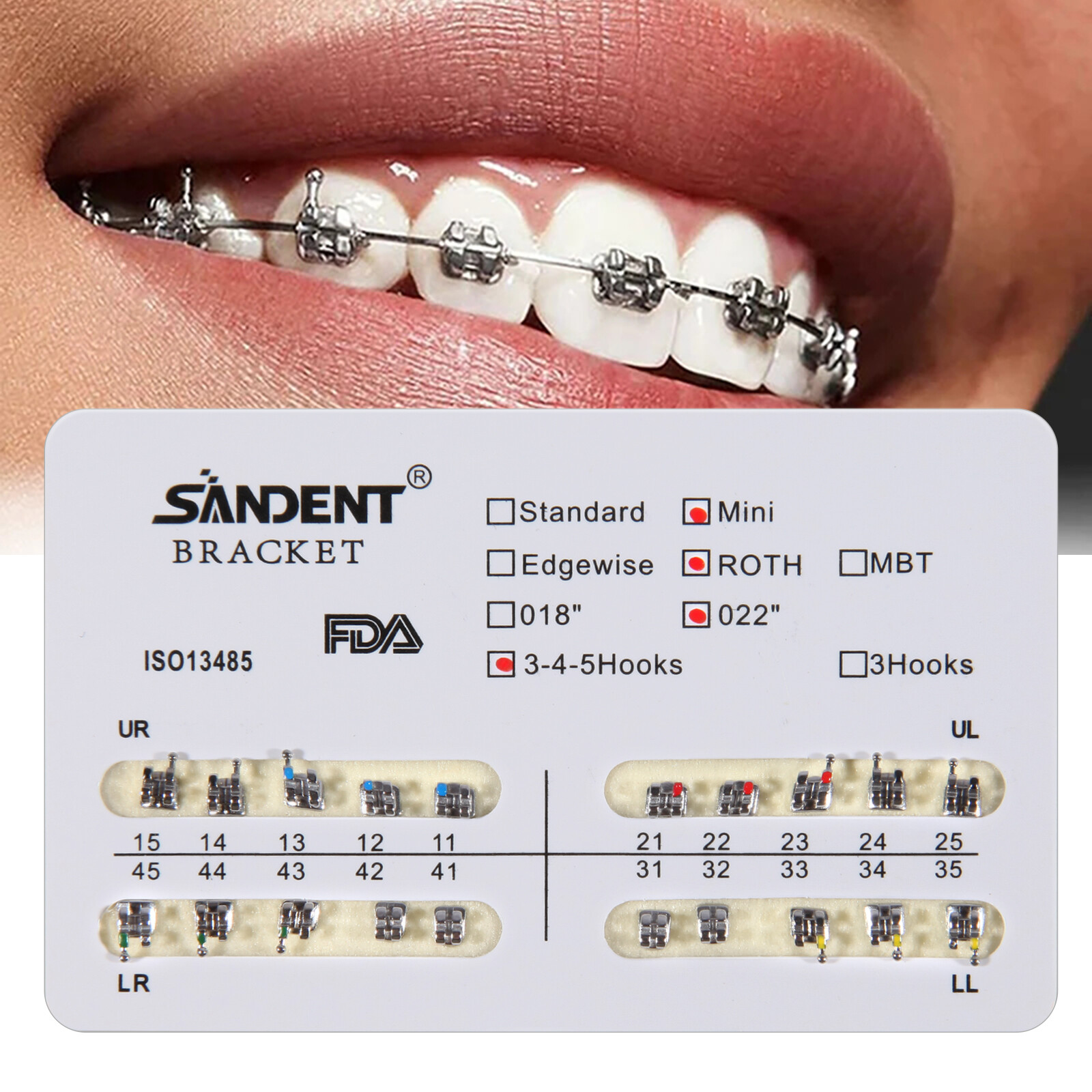 10packs Dental Orthodontic Brackets Braces Mini Roth Slot 022 345 Hook #2 200PCS