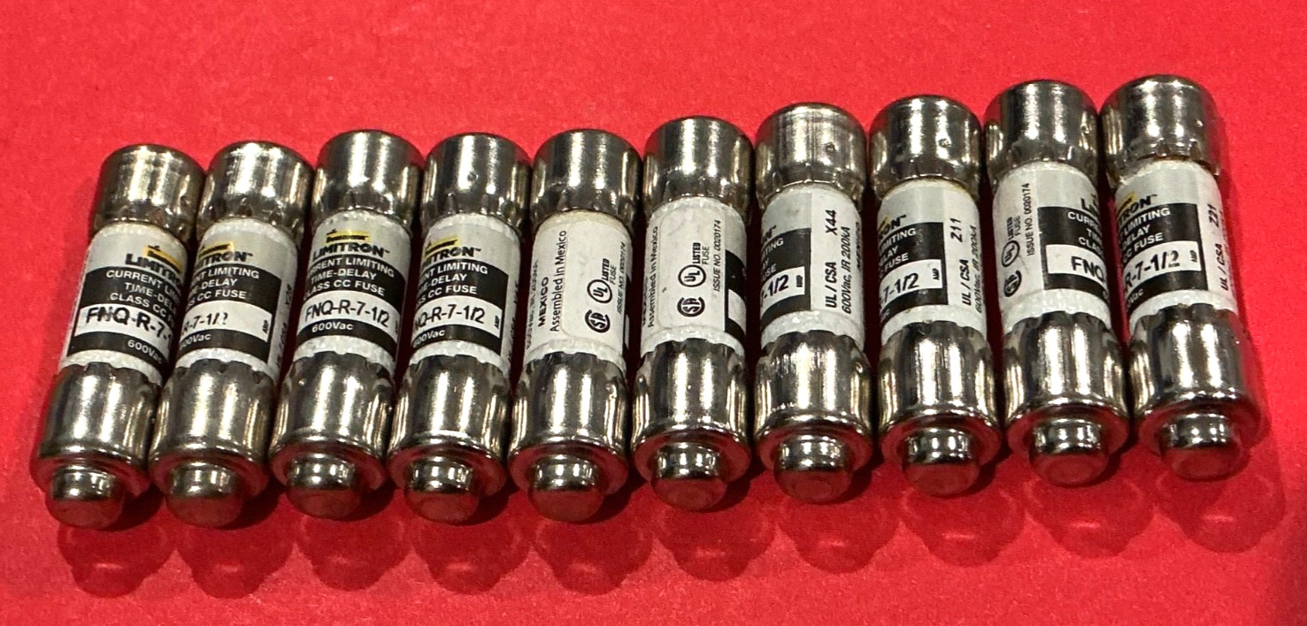 LOT OF 10 ~ Bussmann FNQ-R-7 1/2 FNQR7 1/2 600Vac Fuses Limitron TIME DELAY Fuse