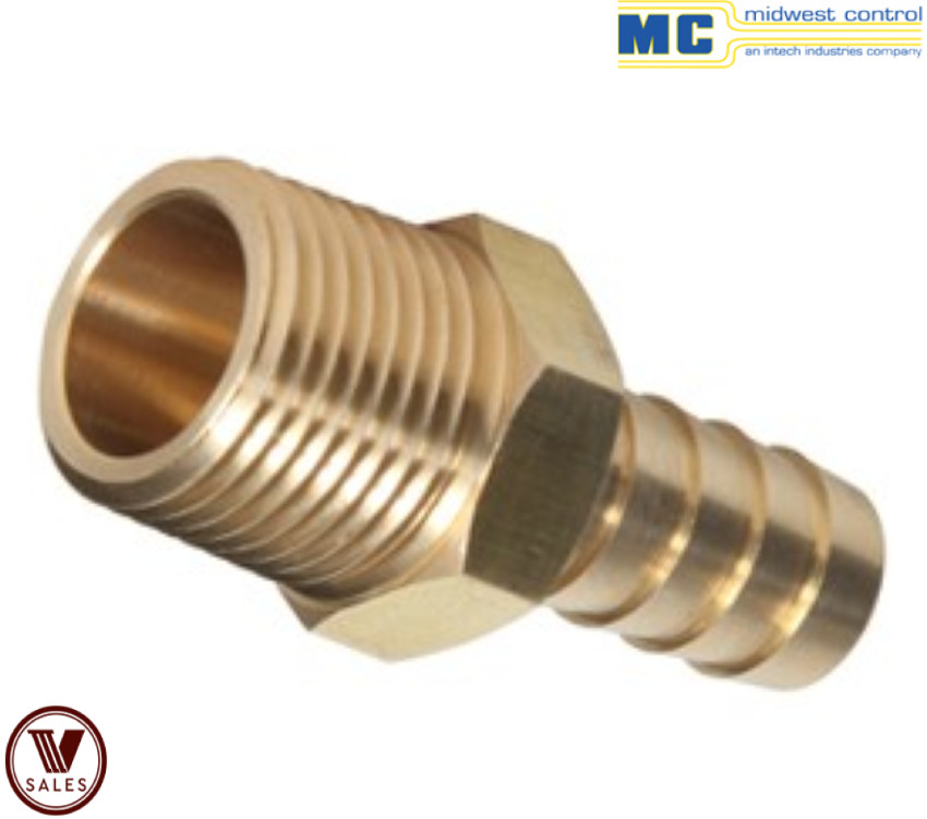 FACTORY NEW! Midwest Control 3/8″ Hose Barb x 3/8″ MPT Brass Fitting HBM-3838