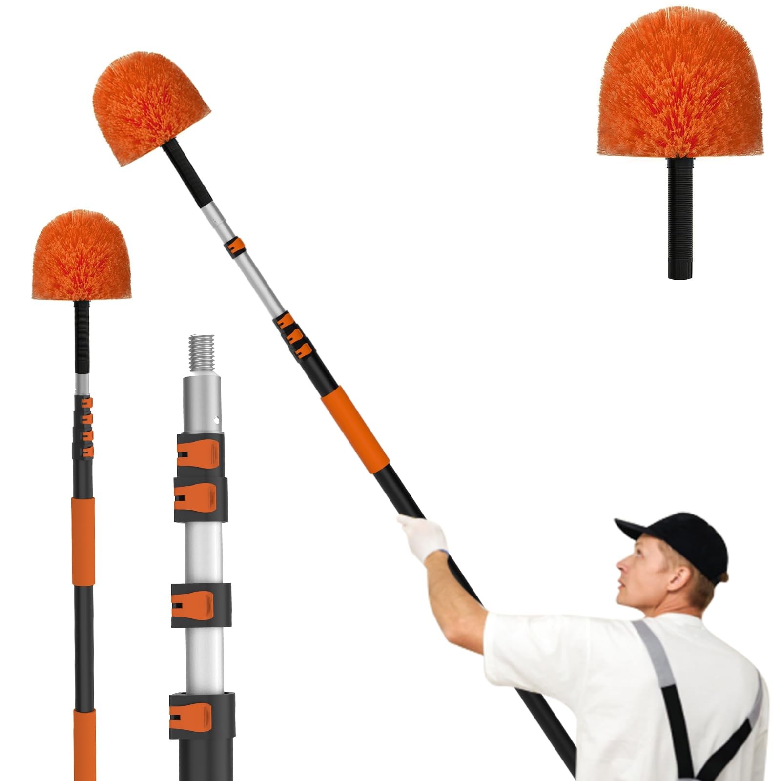 Laanpole 30Ft Cobweb Duster Extension Pole Spider Web Brush For Cleaning
