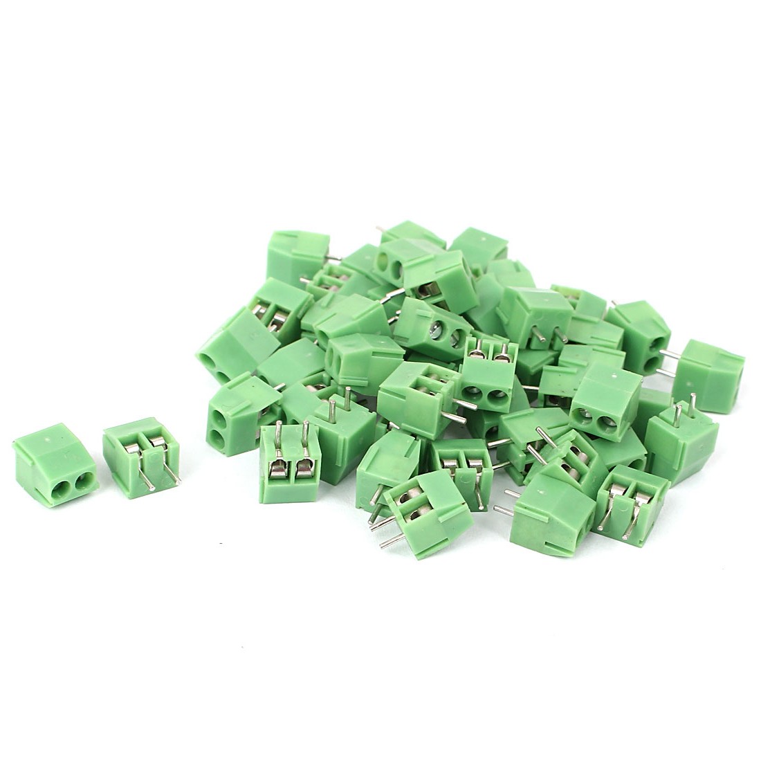 50Pcs 2 Pin Screw Terminal Block Connector 3.5mm Pitch Panel PCB Mount Green New