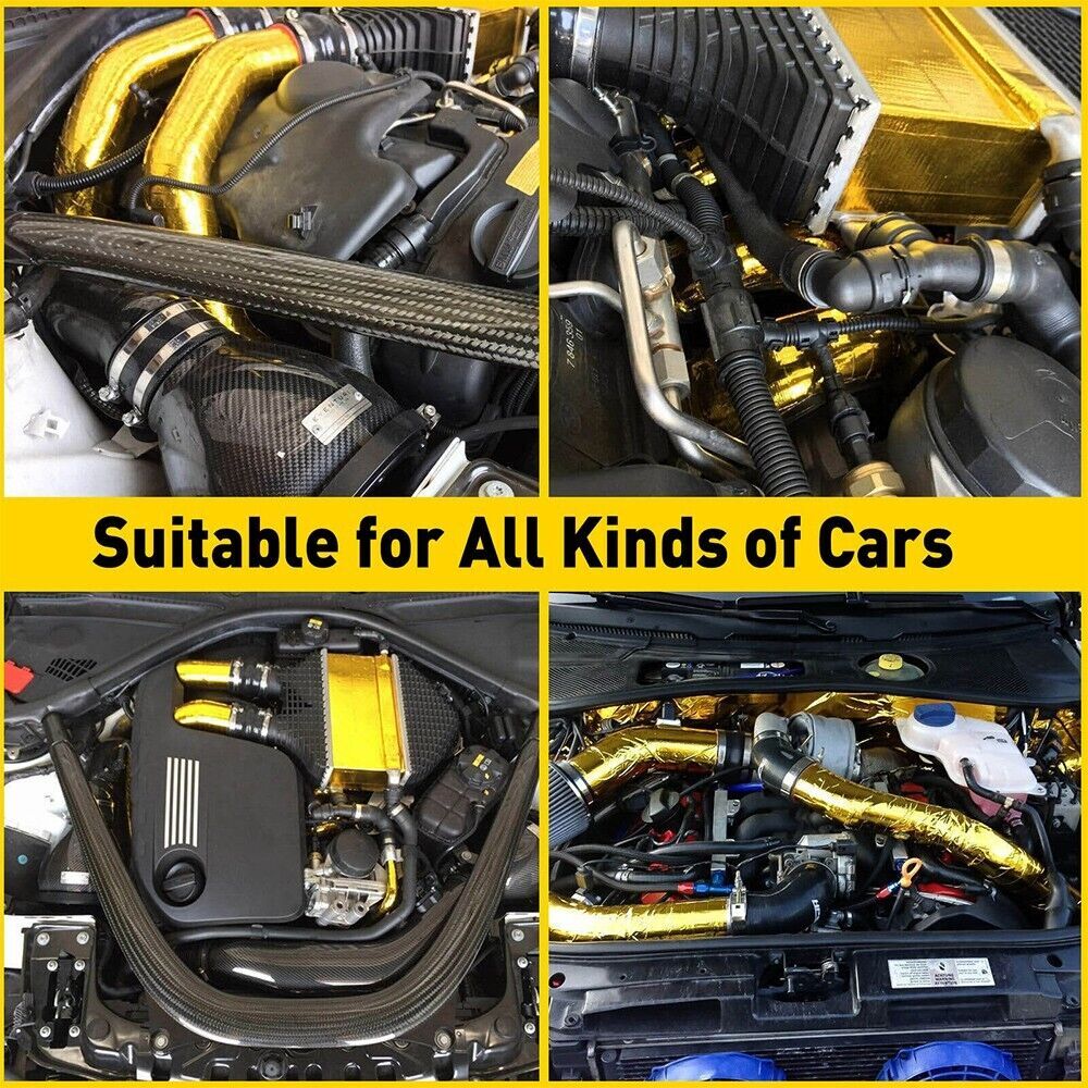 2″ 33Ft Gold Heat Reflective Intake Tape Wrap: Self Adhesive, High Temp