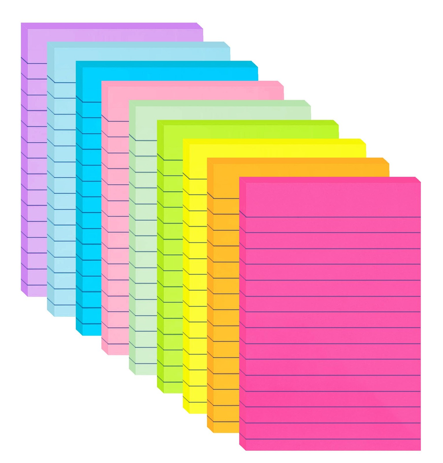 9 Pack Lined Sticky Notes 4″X6″ Bright Colors Self-Stick Note Pads with Lines, 9