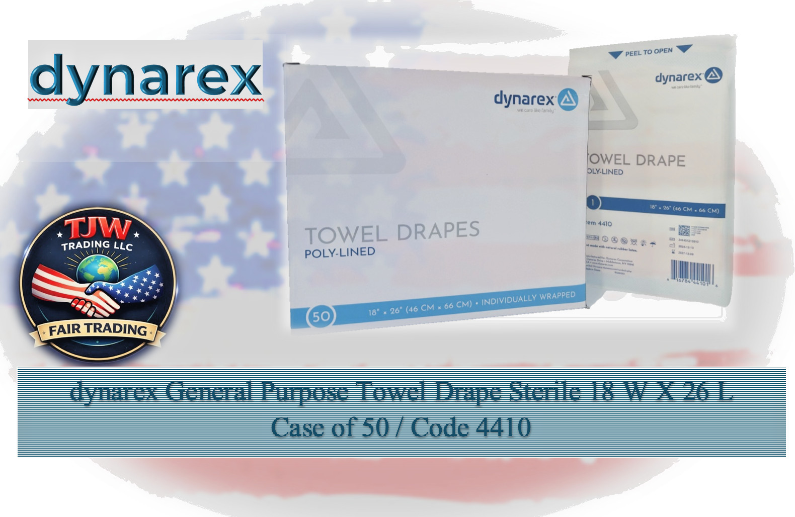 Dynarex General Purpose Towel Drape Sterile 18 W X 26 L Case of 50 / Code 4410