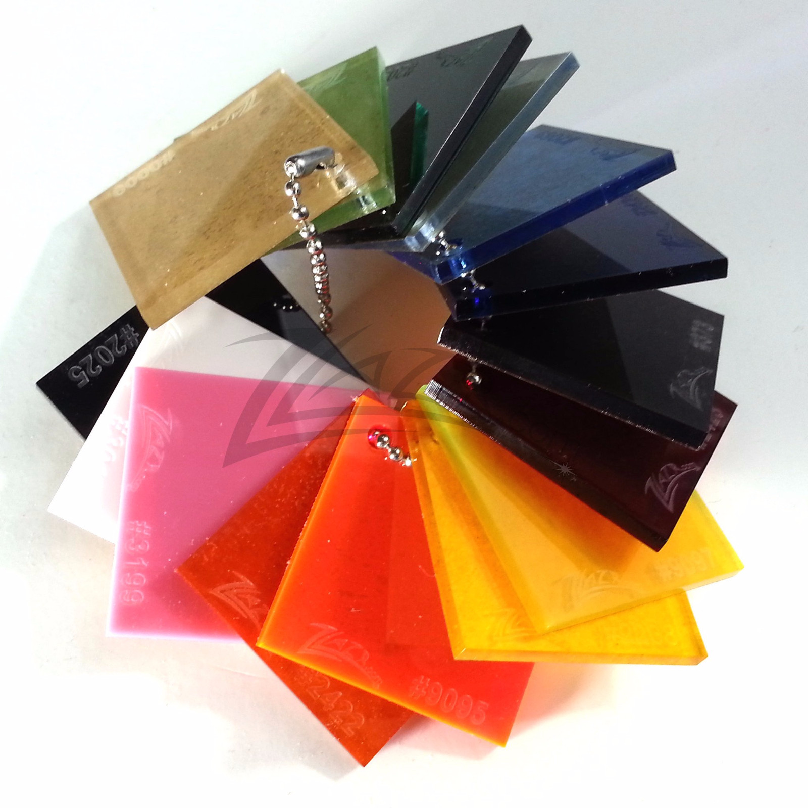 (1 set) SAMPLE PIECES 1/8″x1.5″x1.5″ 25 Colored Acrylic Plastic Plexiglass chips
