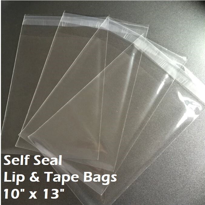 10″ x 13″ Clear Recloseable Self Seal Adhesive Lip & Tape Plastic Cello Bags