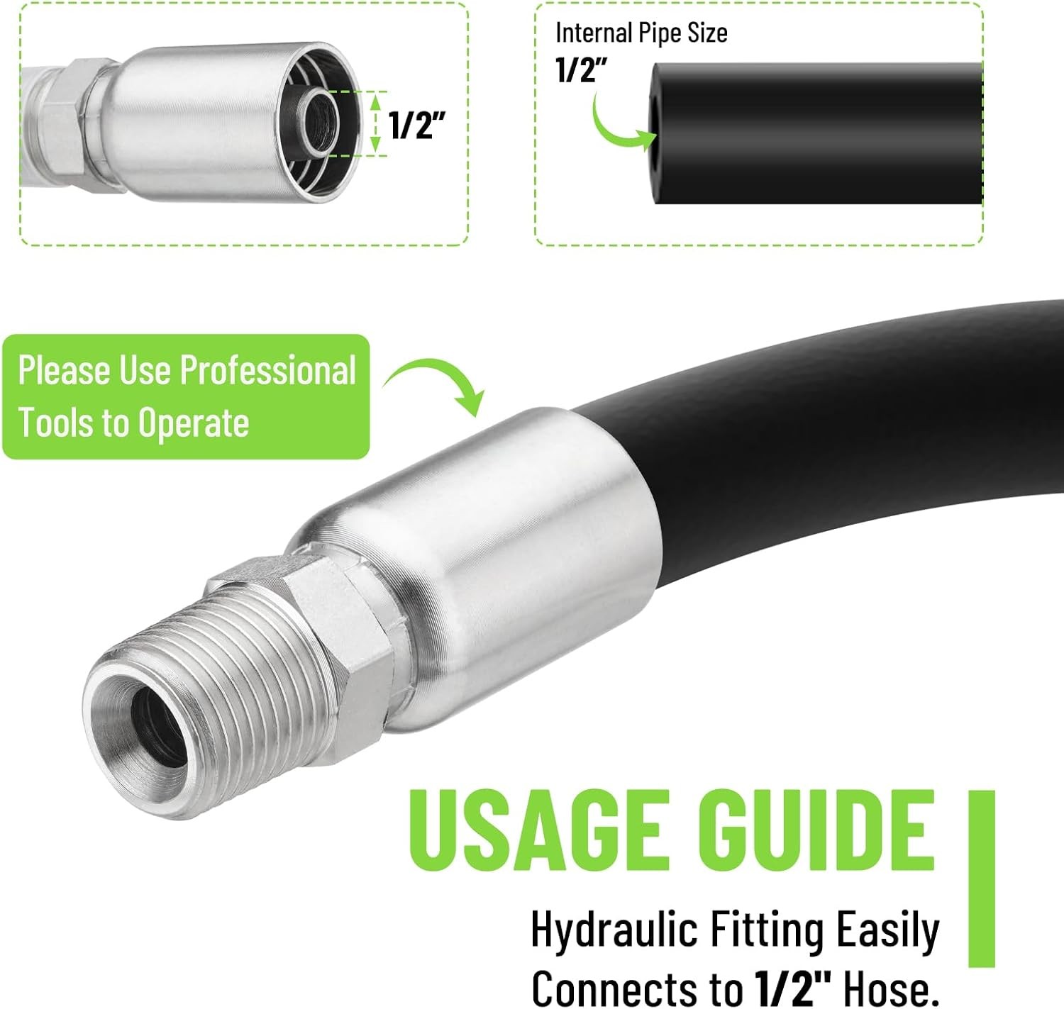 12Pack 1/2″ I.D. Hose x 1/2″ NPTF Male Hydraulic Hose End Crimp Fittings w/Cover