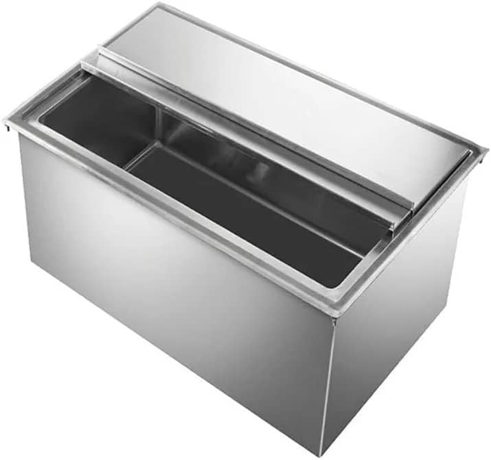 18 in. x 24 in. Stainless Steel Drop-In Ice Bin with Sliding Cover NSF | Drop In