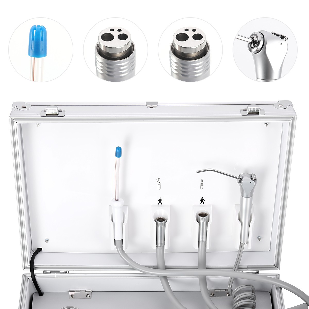 Portable Dental Delivery Unit 4 HSyringe Suction Turbine Air Compressor/ Chair