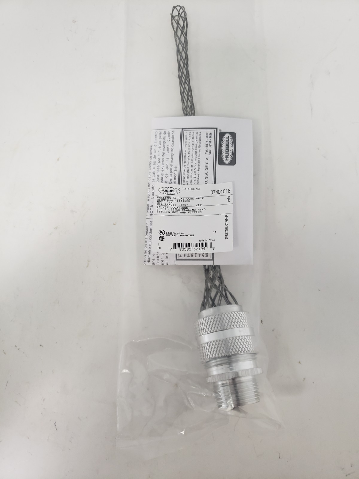 HUBBELL 07401018 DELUXE CORD GRIP ALUMINUM FITTINGS NPT 3/4″ NIB