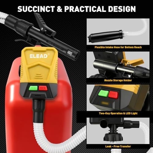 Battery-Powered Fuel Transfer Pump – 3.2 GPM No Spill Portable Gas Can siphon…