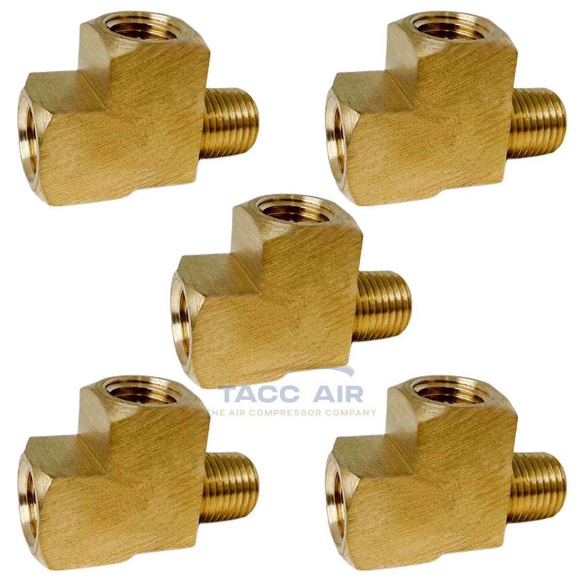 5 Pack 1/4″ NPT Solid Brass Branch Tee Fitting 3 Way W/ 2 Female & 1 Male Thread