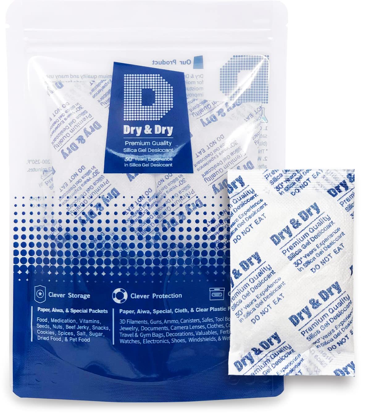 10 Pack 30 Gram Dry&Dry Silica Gel Packets Desiccant Dehumidifier Storage