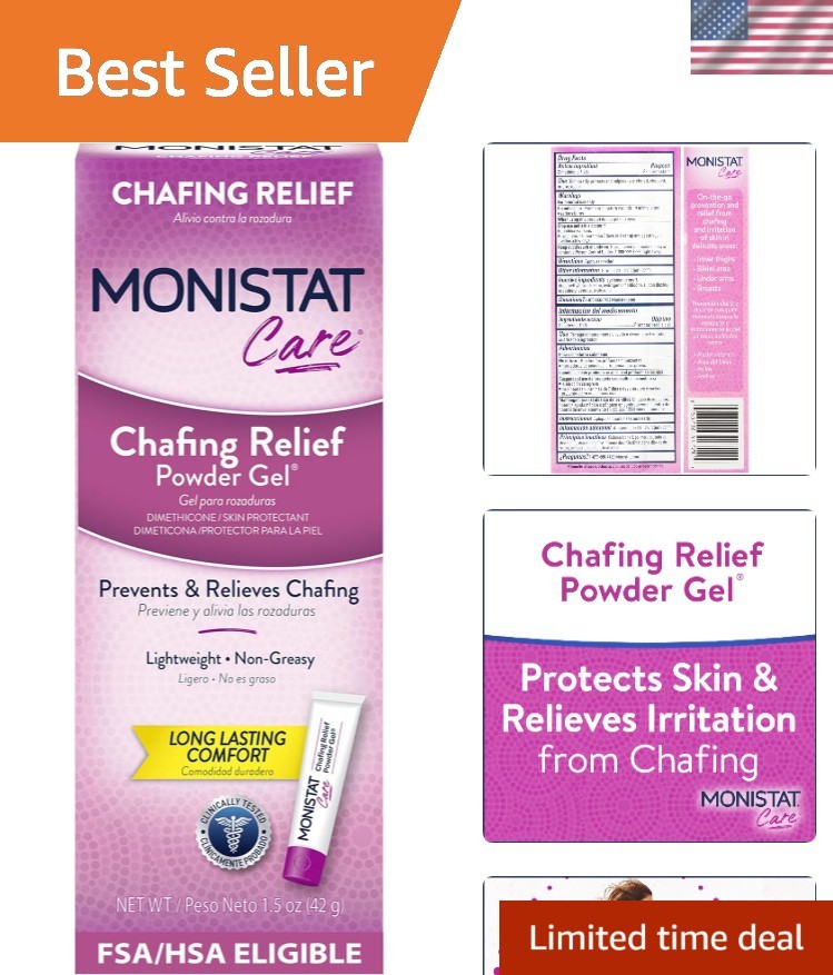 Moisture-Control Chafing Relief Gel – Fragrance-Free, 1.5 Oz for All-Day Comfort