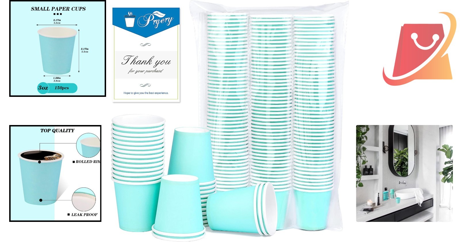 150 Pack 3oz Blue Paper Cups Disposable Bathroom Party Use Cold Hot Beverages