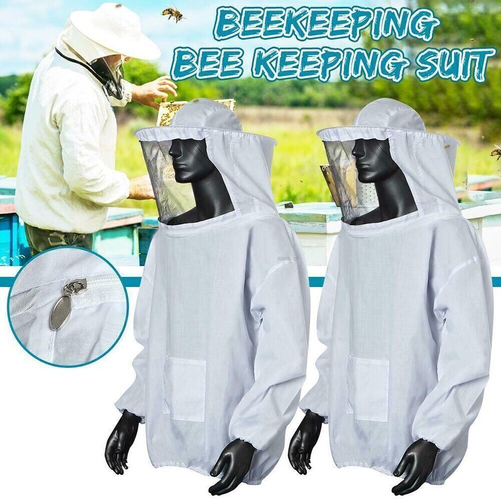 Bee Keeping Suit Jacket Smock Hat Protective Coat Veil Beekeeping Pull Tops Over