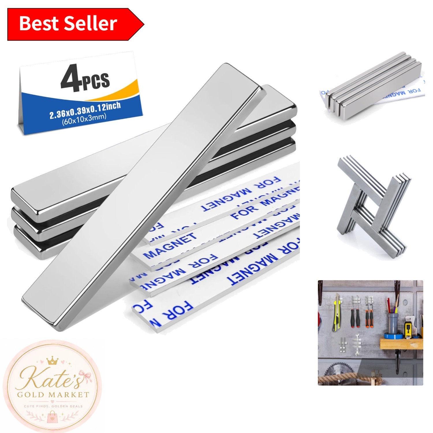 4 Powerful Neodymium Magnets 60x10x3mm – Essential for Science Projects & Crafts