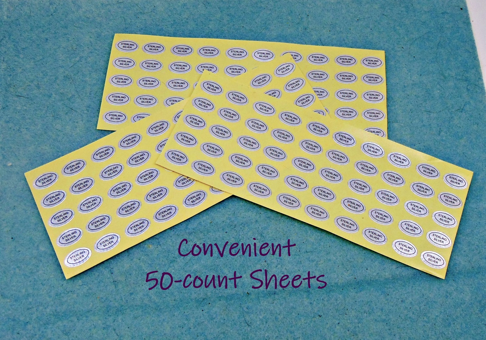 “STERLING SILVER” Adhesive Labels small Tags ~ 100 stickers Oval 1/2″ x 5/16″