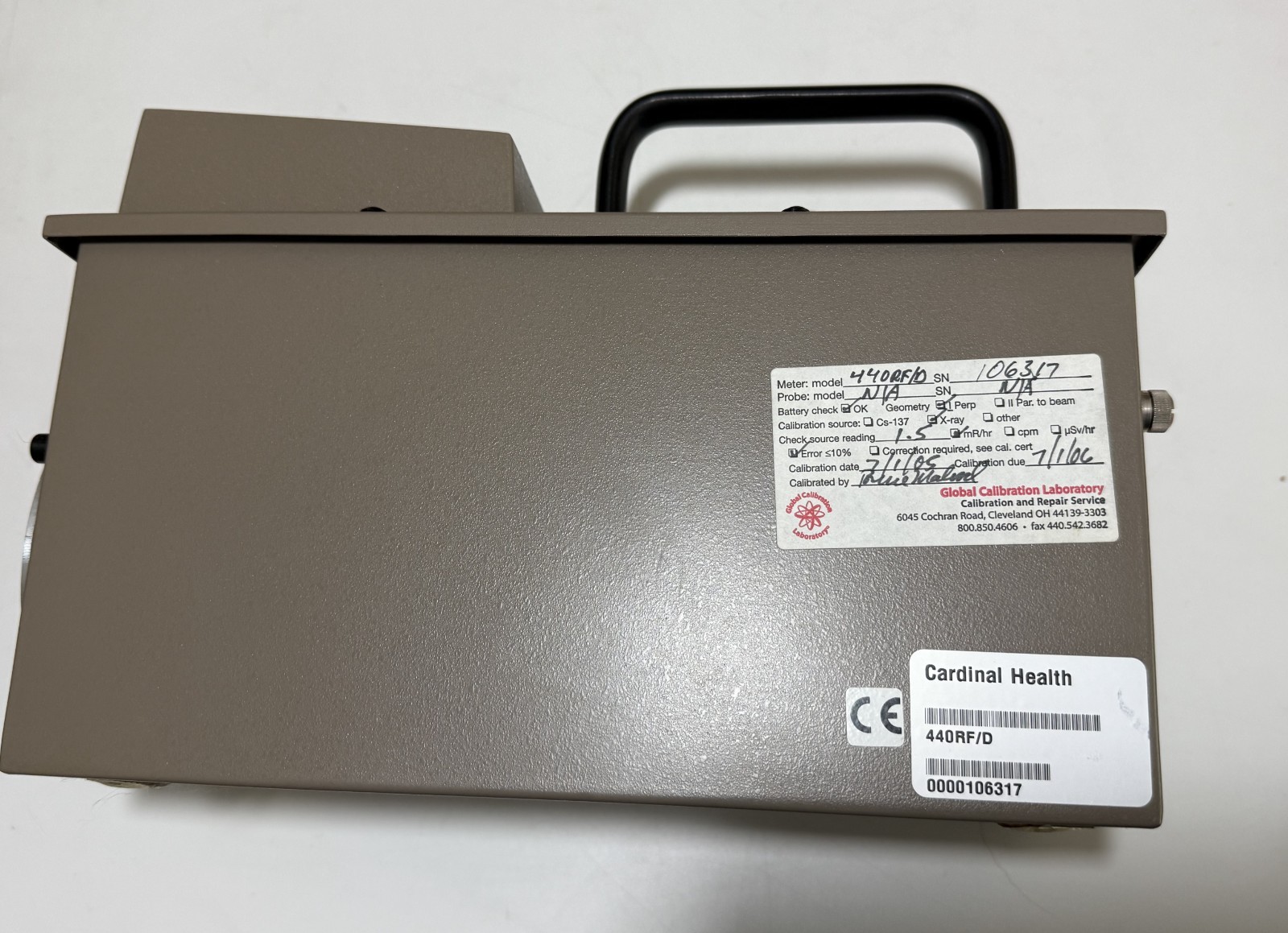 Cardinal Health 440 RF/D VICTOREEN Precision Radiation Detector