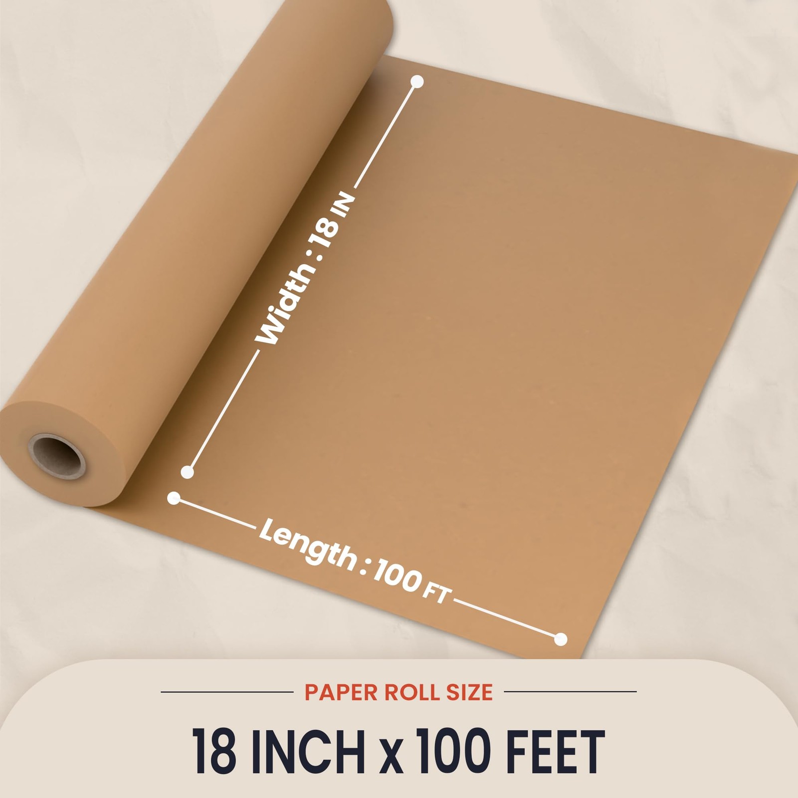 18 Inch X 100 Feet Brown Food Wrap Butcher Paper Unbleached Food Grade Roll