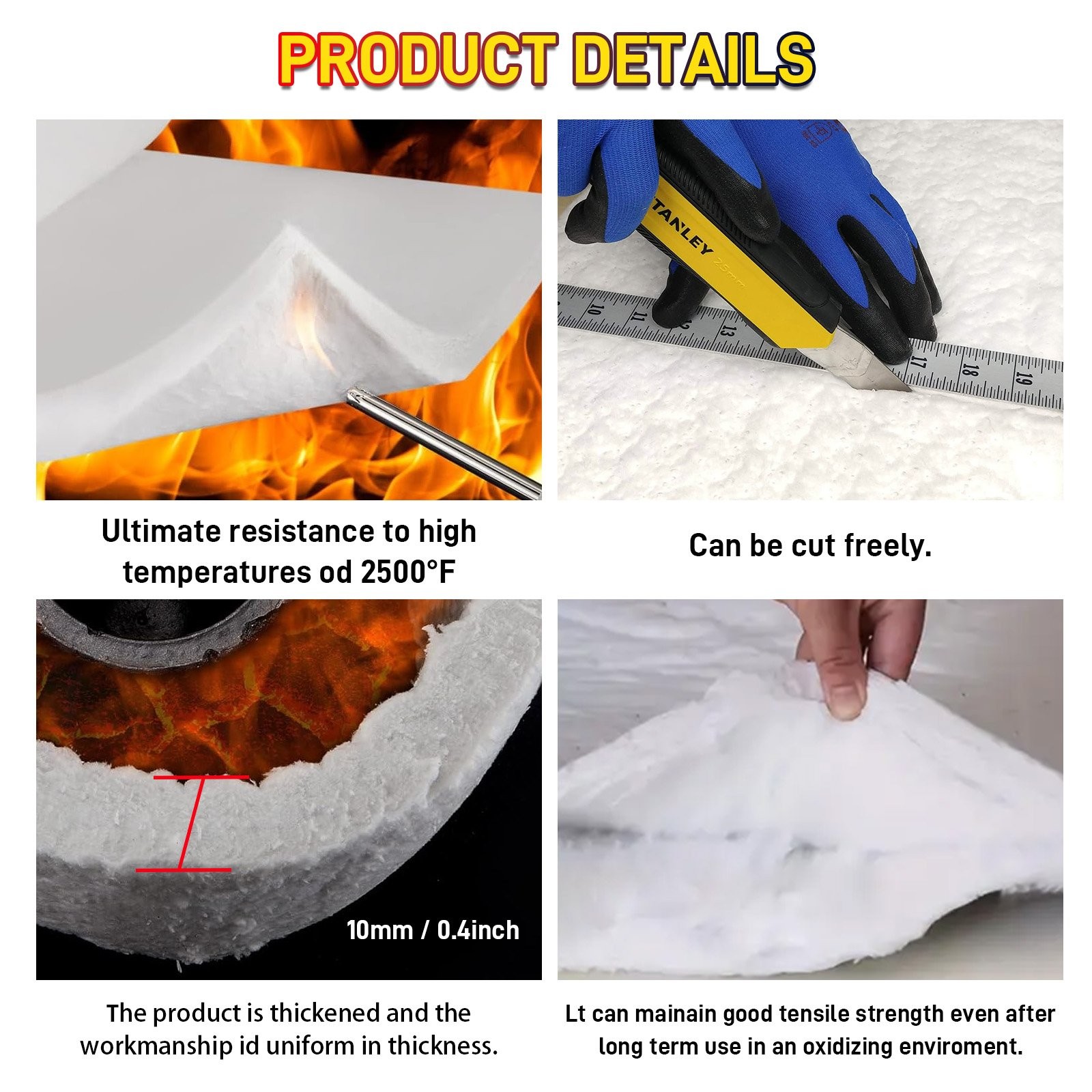 MODIGT 16″x24″ Long Service Life Ceramic Fiber mat for Industrial Pipes