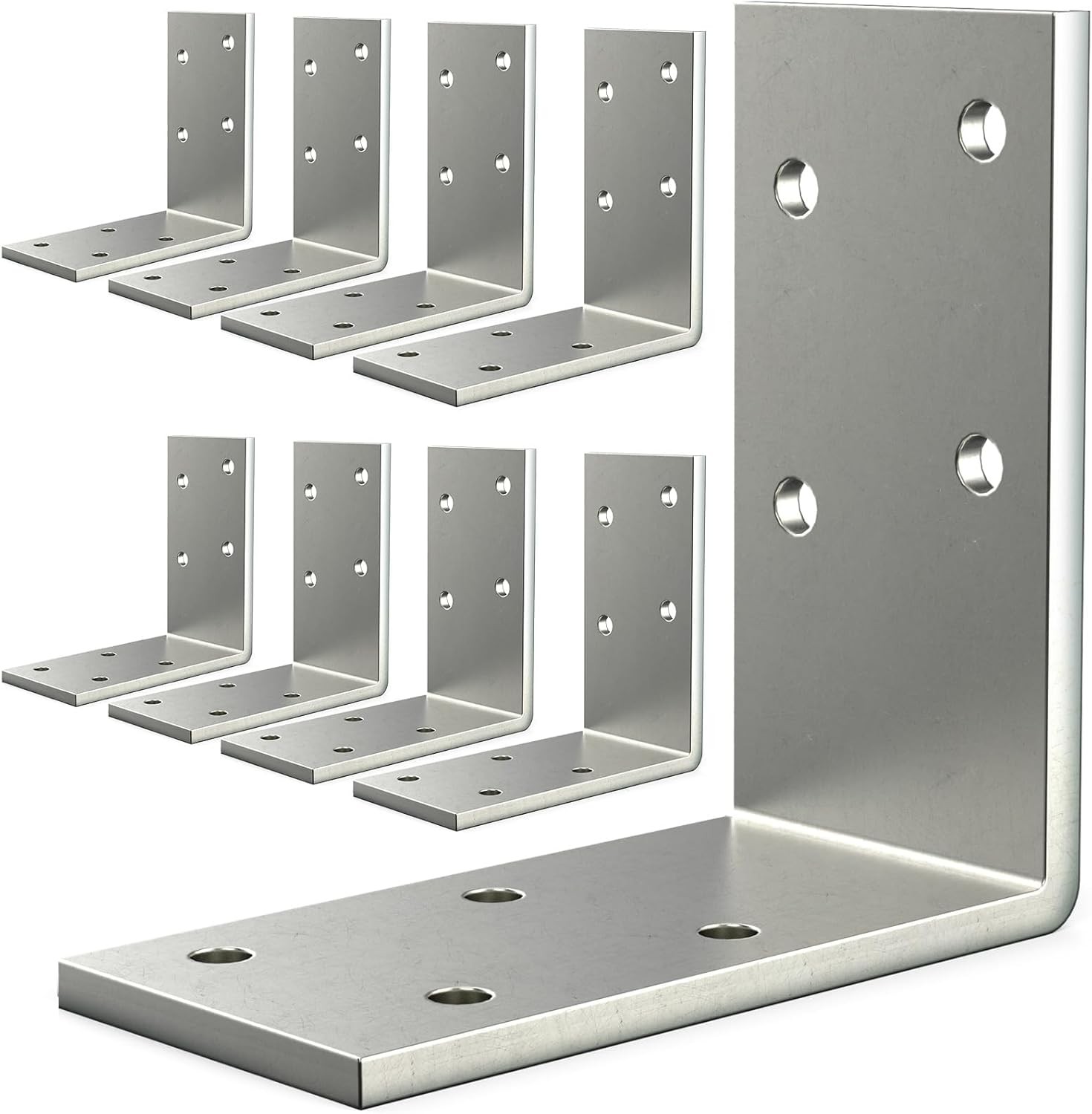 8 Pcs L Brackets Heavy Duty 12-ga Angle Fastener 3″x3″ Angle Iron Galvanized L S