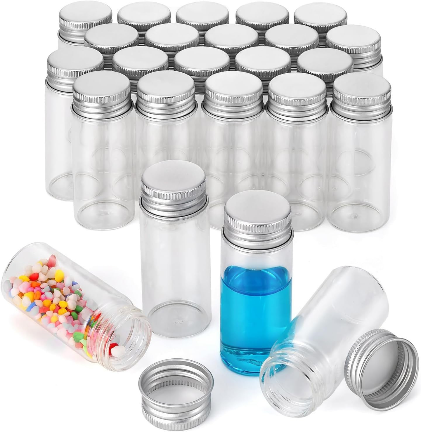 24Pcs 30ml/1oz Empty Tiny Jars Small Lab Sample Vials with Lids, Refillable Mini