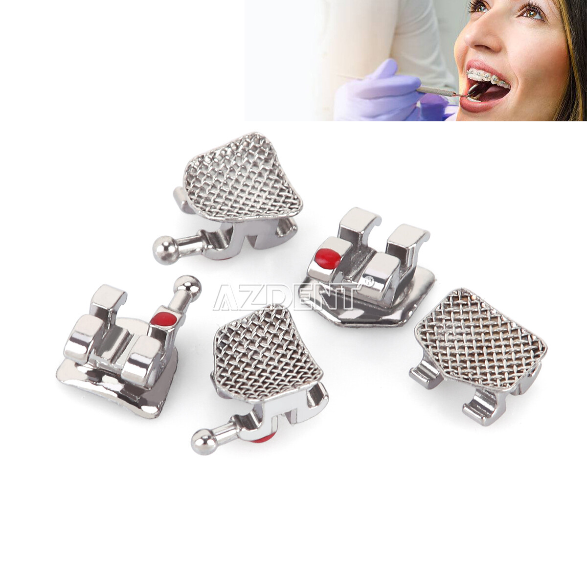 10X AZDENT Dental Ortho Brackets Mini/Standard MBT/Roth 022/018 Hooks 3 4 5