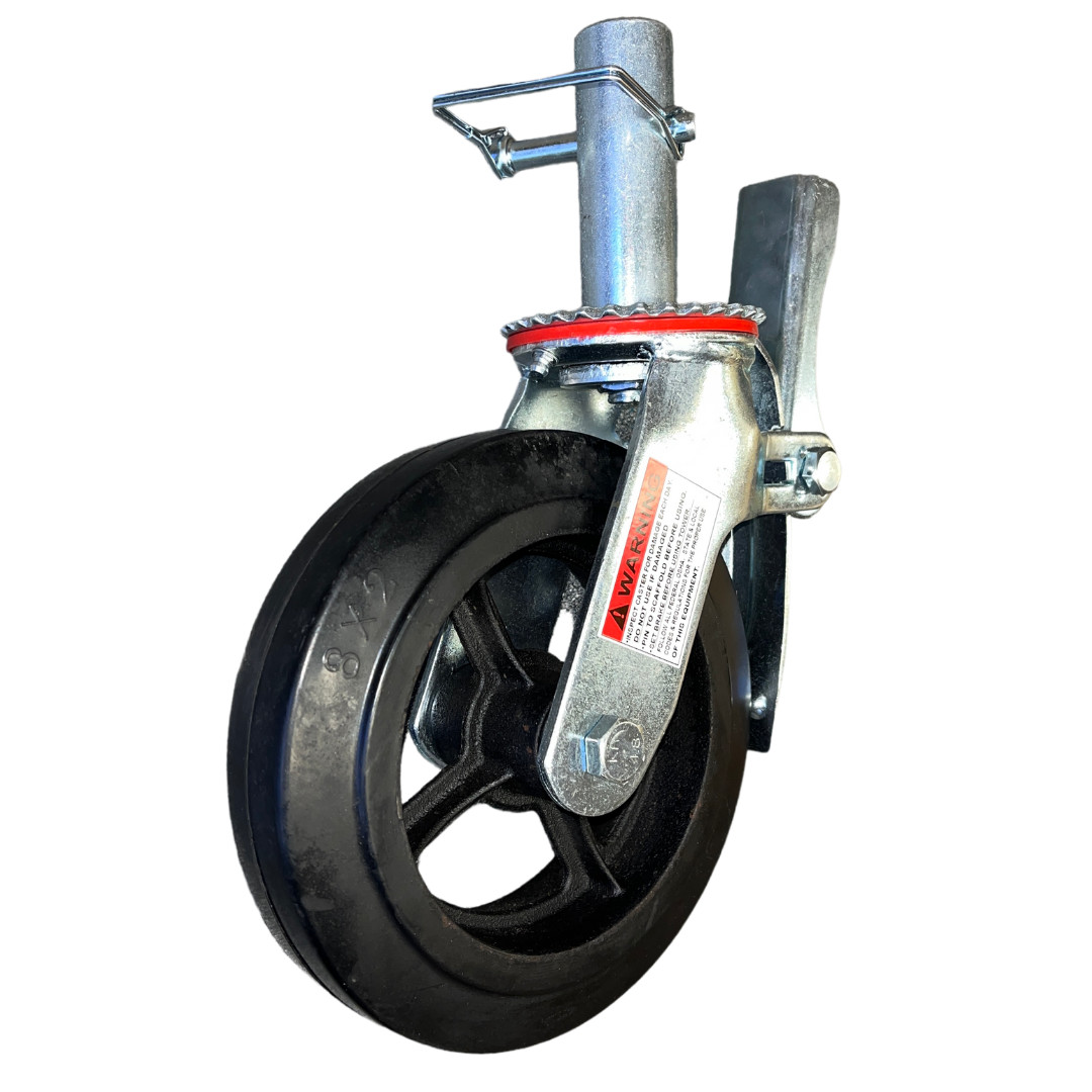 Scaffold Caster 8″ x 2″ Wheels w/ Locking Brakes 1-1/4″ Stem with Pin