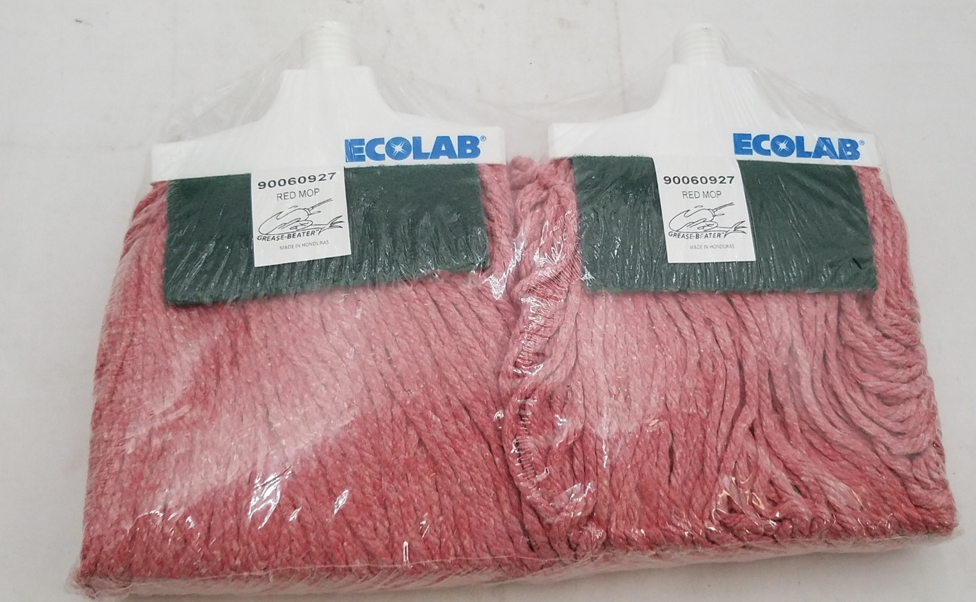 QTY 2 Ecolab Grease-Beater Red Mop Heads 90060927 Commercial Cleaning