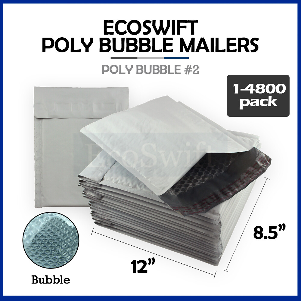 1-4800 #2 8.5×12 “EcoSwift” Poly Bubble Mailers Padded Envelope Bags 8.5″ x 12″