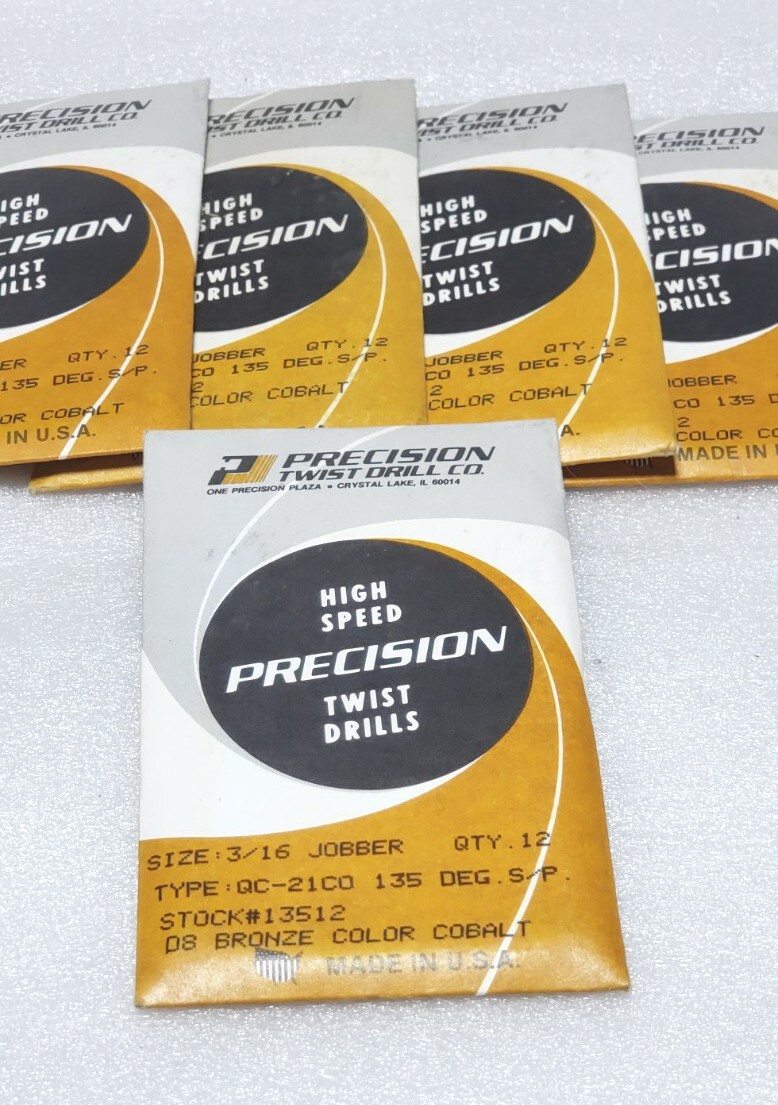 12 Pcs. Precision Twist 3/16″ P10CO Cobalt Steel Jobber Drill Bit, Bronze Finish